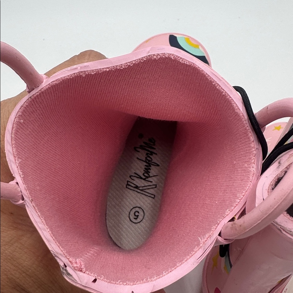 KomfysMe Kids Rain Boots Unicorn Rainbow Pink Toddler Size 5 - Picture 7 of 7